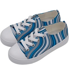 Blue Wave Surges On Kids  Low Top Canvas Sneakers by WensdaiAmbrose