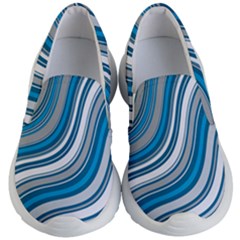 Blue Wave Surges On Kids  Lightweight Slip Ons by WensdaiAmbrose