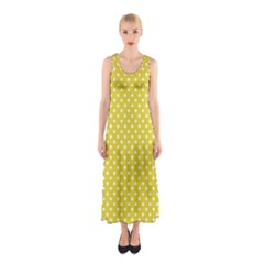 Yellow Polka Dot Sleeveless Maxi Dress by retrotoomoderndesigns