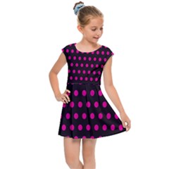 Pink Black Polka Dots Kids  Cap Sleeve Dress by retrotoomoderndesigns
