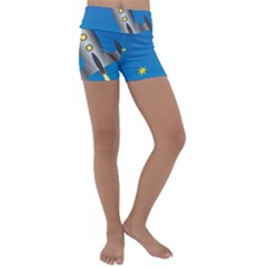 Rocket Spaceship Space Travel Nasa Kids  Lightweight Velour Yoga Shorts by Wegoenart