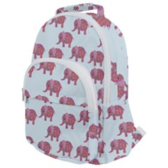 Pink Flower Elephant Rounded Multi Pocket Backpack by snowwhitegirl