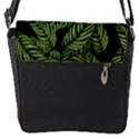 Tropical Leaves On Black Flap Closure Messenger Bag (S) View1
