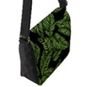 Tropical Leaves On Black Flap Closure Messenger Bag (S) View2