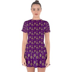 Victorian Crosses Purple Drop Hem Mini Chiffon Dress by snowwhitegirl