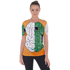 Technology Brain Digital Creative Shoulder Cut Out Short Sleeve Top by Sudhe