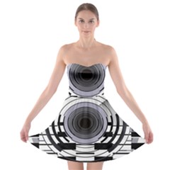 Glass Illustration Technology Strapless Bra Top Dress by Sudhe