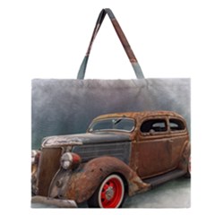 Auto Old Car Automotive Retro Zipper Large Tote Bag by Sudhe