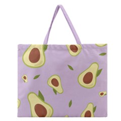 Avocado Green With Pastel Violet Background2 Avocado Pastel Light Violet Zipper Large Tote Bag by genx