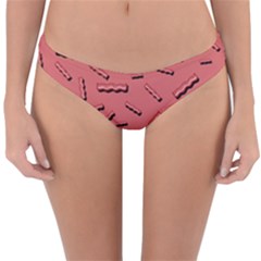 Funny Bacon Slices Pattern Infidel Vintage Red Meat Background  Reversible Hipster Bikini Bottoms by genx