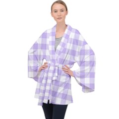 Lavender Gingham Velvet Kimono Robe by retrotoomoderndesigns