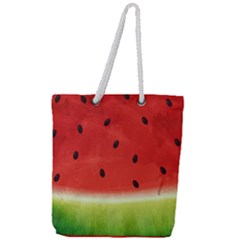 Juicy Paint Texture Watermelon Red And Green Watercolor Full Print Rope Handle Tote (large) by genx