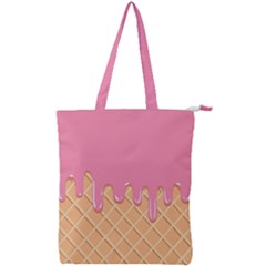Ice Cream Pink Melting Background With Beige Cone Double Zip Up Tote Bag by genx