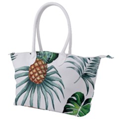 Pineapple Tropical Jungle Giant Green Leaf Watercolor Pattern Canvas Shoulder Bag by genx