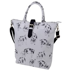 Pigs Handrawn Black And White Square13k Black Pattern Skull Bats Vintage K Buckle Top Tote Bag by genx