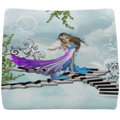 Cute Fairy Dancing On A Piano Seat Cushion by FantasyWorld7