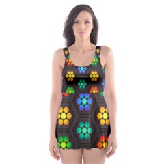 Pattern Background Colorful Design Skater Dress Swimsuit by HermanTelo