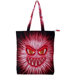Monster Red Eyes Aggressive Fangs Double Zip Up Tote Bag by HermanTelo