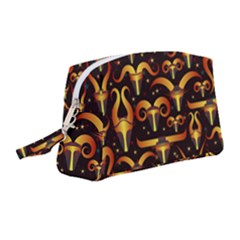 Stylised Horns Black Pattern Wristlet Pouch Bag (medium) by HermanTelo