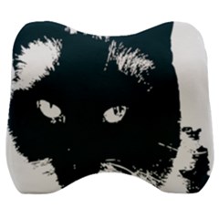 Cat Nature Design Animal Skin Black Velour Head Support Cushion by HermanTelo