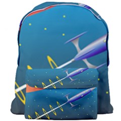Rocket Spaceship Space Galaxy Giant Full Print Backpack by HermanTelo