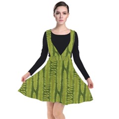 Fern Texture Nature Leaves Plunge Pinafore Dress by Nexatart