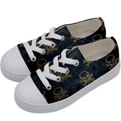 Golden Glitter Skeleton Gothic Kids  Low Top Canvas Sneakers by HermanTelo