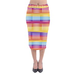 Background Line Rainbow Velvet Midi Pencil Skirt by HermanTelo