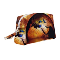 Earth Globe Water Fire Flame Wristlet Pouch Bag (medium) by HermanTelo