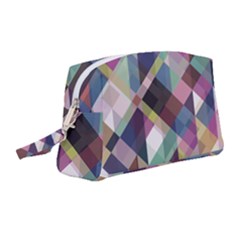 Geometric Blue Violet Pink Wristlet Pouch Bag (medium) by HermanTelo