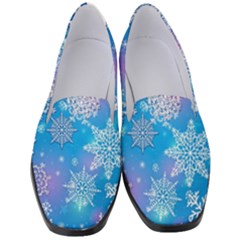 Snowflake Background Blue Purple Women s Classic Loafer Heels by HermanTelo