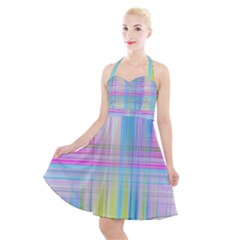 Texture Abstract Squqre Chevron Halter Party Swing Dress  by HermanTelo