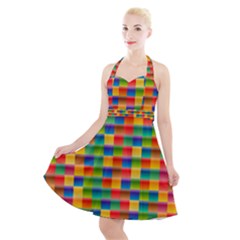 Background Colorful Abstract Halter Party Swing Dress  by Bajindul
