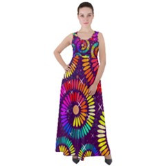 Abstract Background Spiral Colorful Empire Waist Velour Maxi Dress by Bajindul