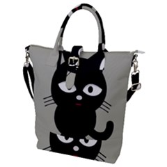 Cat Pet Cute Black Animal Buckle Top Tote Bag by Bajindul