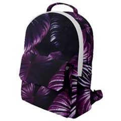Purple Leaves Flap Pocket Backpack (small) by Pakrebo