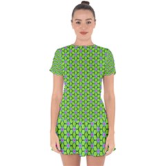 Pattern Green Drop Hem Mini Chiffon Dress by Mariart