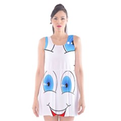 Smiley Face Laugh Comic Funny Scoop Neck Skater Dress by Sudhe