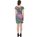 Tropical Greens Leaves Design Short Sleeve Skater Dress View2