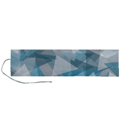 Triangle Blue Pattern Roll Up Canvas Pencil Holder (l) by HermanTelo