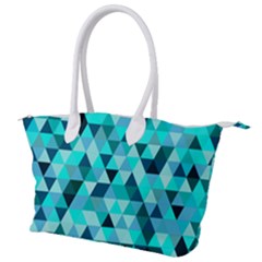 Teal Triangles Pattern Canvas Shoulder Bag by LoolyElzayat