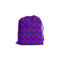 Red Roses Blue Purple Drawstring Pouch (small) by snowwhitegirl