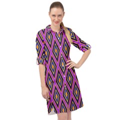 Colorful Diamonds Variation 4 Long Sleeve Mini Shirt Dress by bloomingvinedesign
