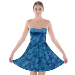 Blue Mosaic Strapless Bra Top Dress by retrotoomoderndesigns