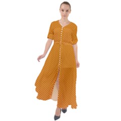 Orange Dotted Grid Waist Tie Boho Maxi Dress by retrotoomoderndesigns