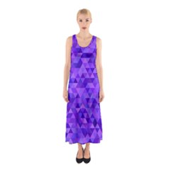 Shades Of Purple Triangles Sleeveless Maxi Dress by retrotoomoderndesigns