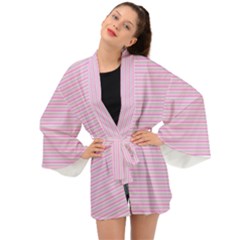 Pink Stripes Horizontal Long Sleeve Kimono by retrotoomoderndesigns
