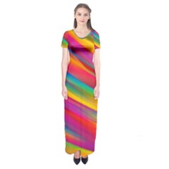 Rainbow Dreams Short Sleeve Maxi Dress by retrotoomoderndesigns
