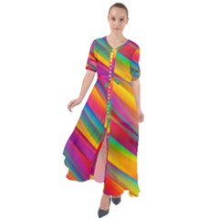 Rainbow Dreams Waist Tie Boho Maxi Dress by retrotoomoderndesigns