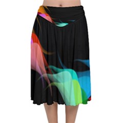 Flower 3d Colorm Design Background Velvet Flared Midi Skirt by HermanTelo